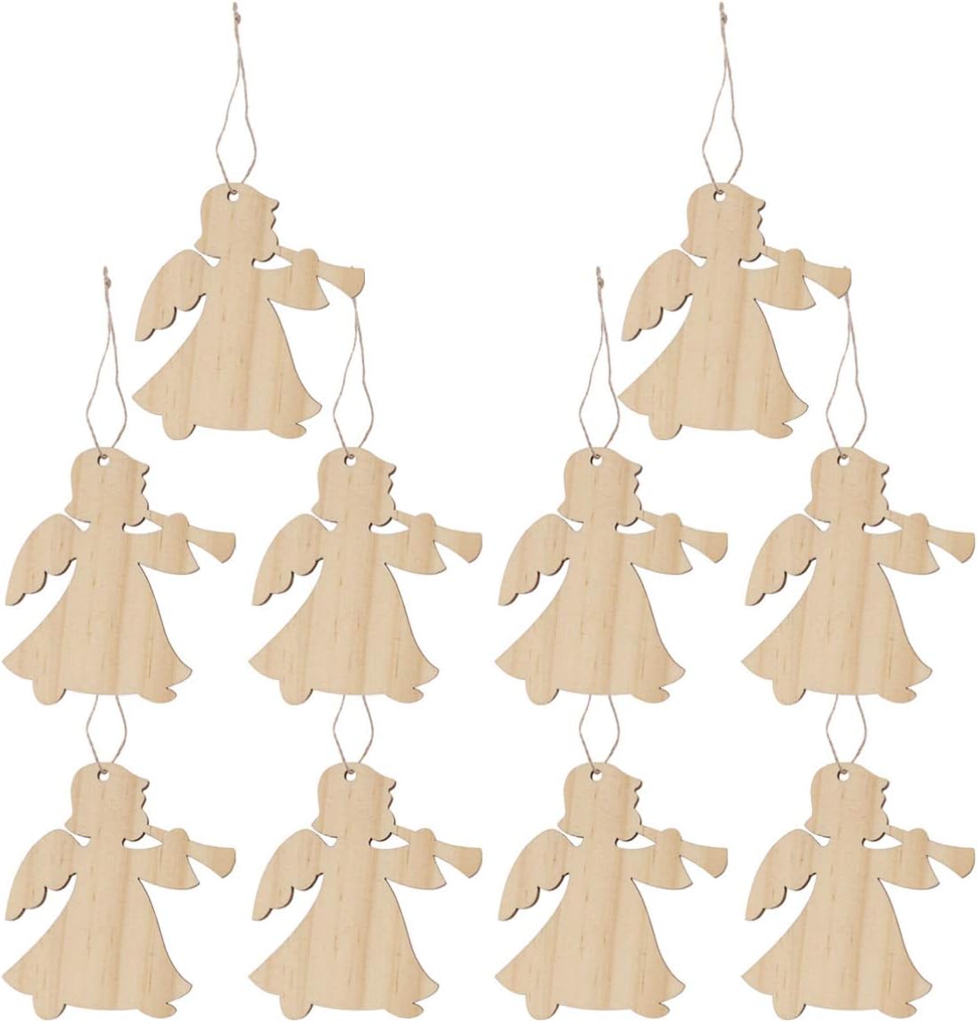 Unfinished Wood Woodcrafts Happyyami 10pcs Hanging Wooden Christmas Tree Decorations Ornaments Unfinished Wood Angel Cutouts Shapes Wooden Slices For Diy Craft Painting Uni Tankers Dk