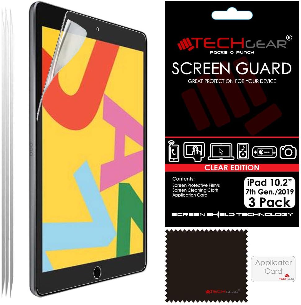 TECHGEAR [Pack of 3 Screen Protectors for iPad 10.2" 2019, CLEAR Screen