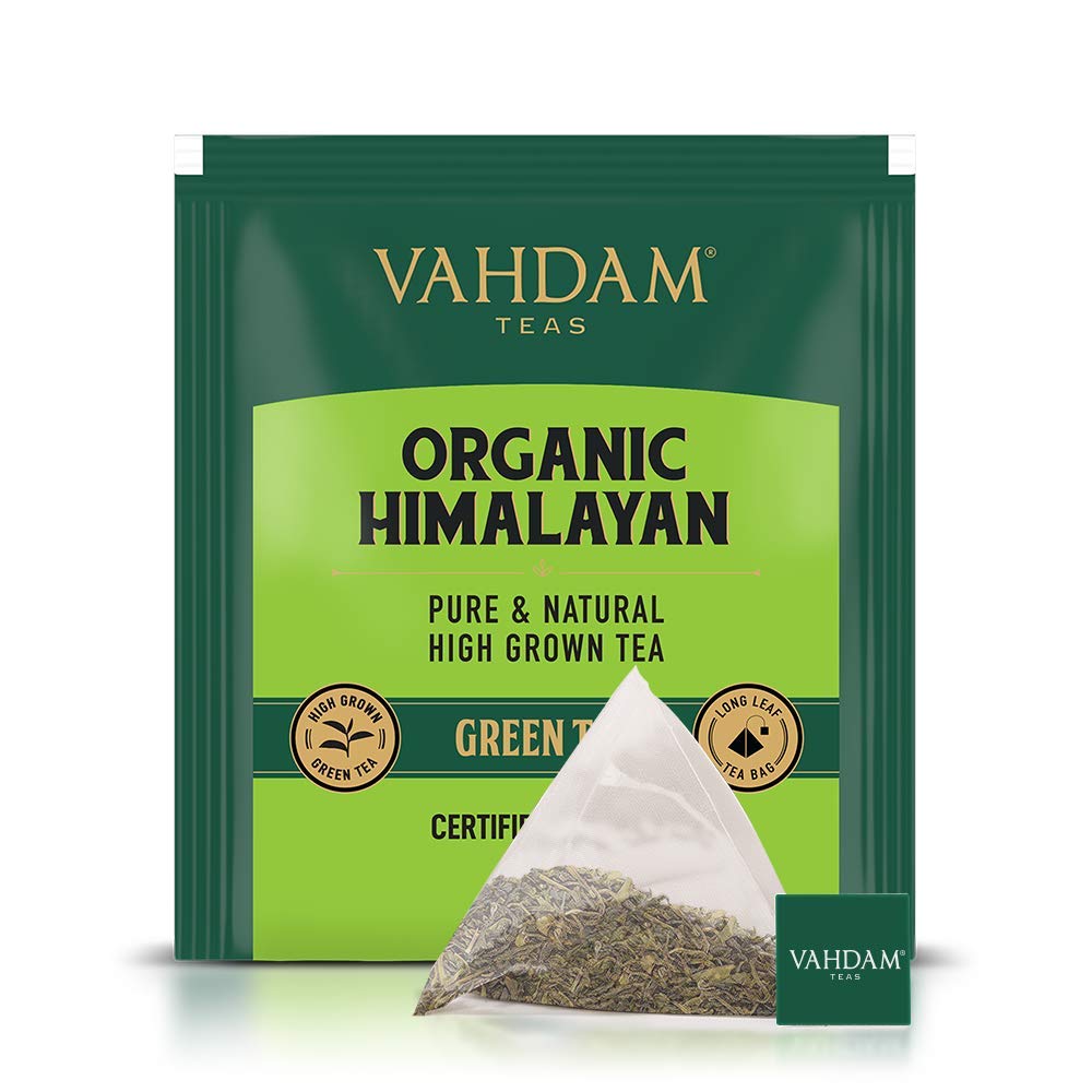 VAHDAM, ORGANIC Himalayan Green Tea Leaves (100 Tea Bags) | 100% Natural Weight Loss Tea, Detox Tea, Slimming Tea, ANTIOXIDANTS RICH - Green Tea Loose Leaf Tea Bag : Grocery & Gourmet Food