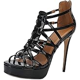MAIERNISI JESSI Unisex Men's Women's Platform High Heel Sandals, Strappy Gladiator Style, Stiletto Heel with Zipper Closure