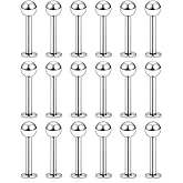 Yaalozei 12G 19mm Cheek Dimple Tongue Rings Stainless Surgical Steel Flat Back Tongue Extra Long Lip Labret Ashley Rings Studs Tragus Helix Cartilage Earring Barbell Piercing Jewelry Women Men Silver