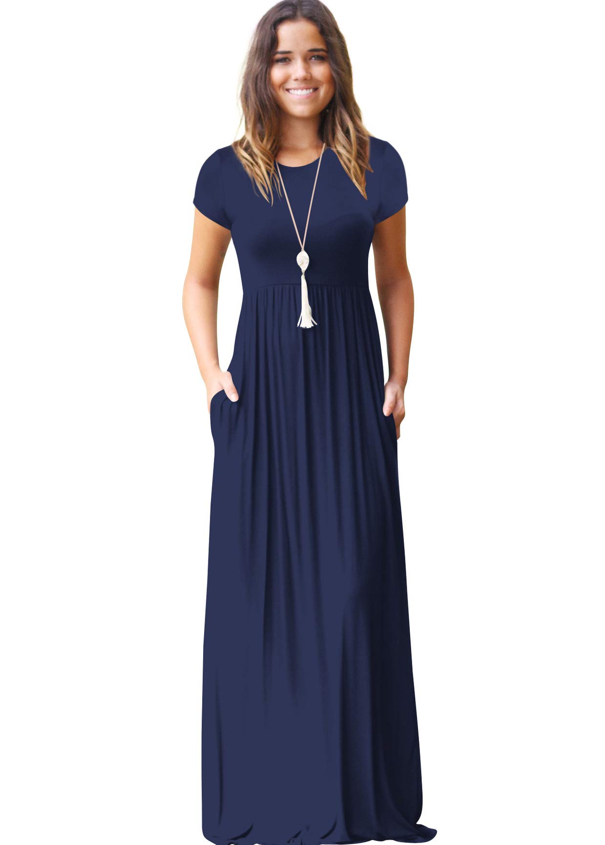 Buy Dolpind Maxi Dresses for Women Short Sleeve Loose Plain Casual Long