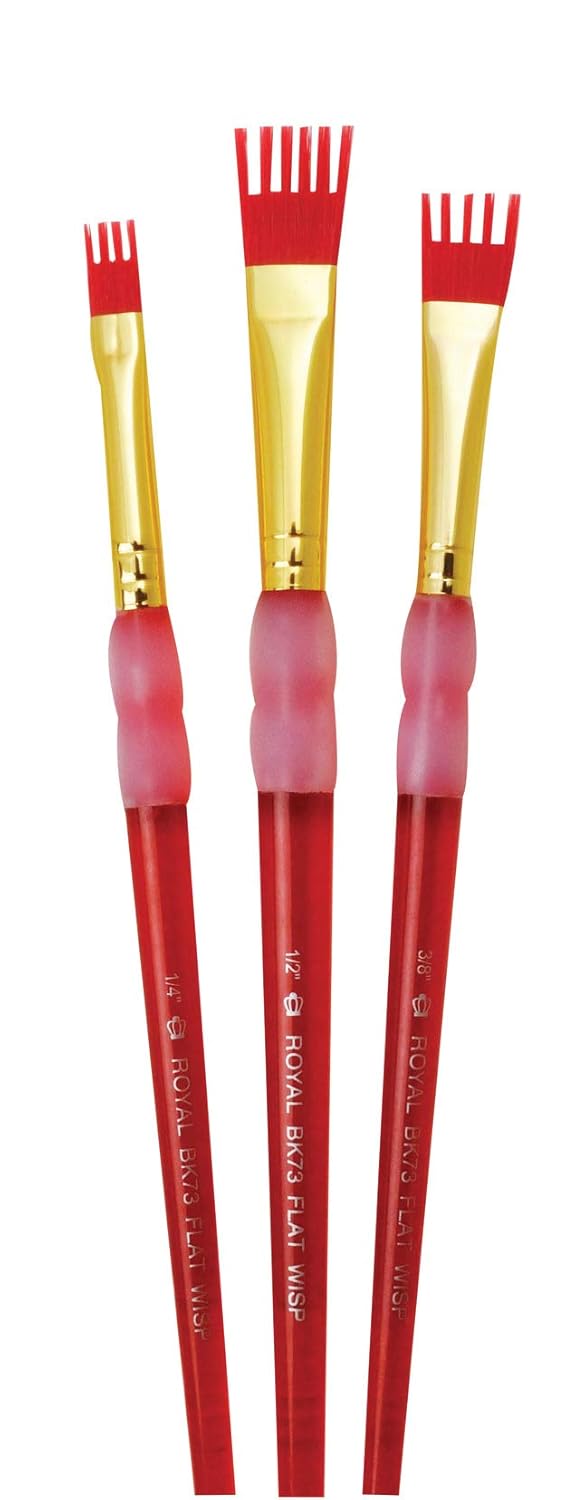 Royal Brush BK693 Big Kids Choice Flat Golden Taklon Hair Acrylic Plastic Wisp Brush Set (Pack of 3): Industrial & Scientific