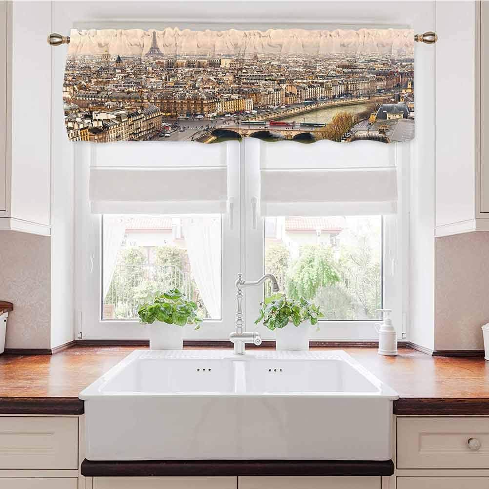 Adorise - Cortina de cenefa de París con diseño de calles ocupadas por