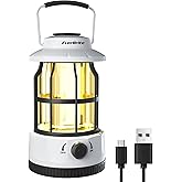 EverBrite LED Camping Lantern, USB C Rechargeable with Stepless Dimming, Vintage Portable Camping Lights & Lanterns for Power Outages, Hurricane, Emergency, Fishing, Home and More