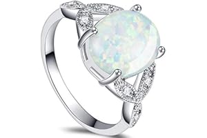 iSilver Stainless Steel Fire Opal Wedding Engagement Solitaire Proposal Cocktail Party Ring