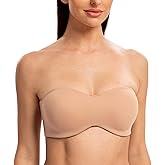 MELENECA Women's Strapless Bra for Large Bust Minimizer Unlined Bandeau with Underwire