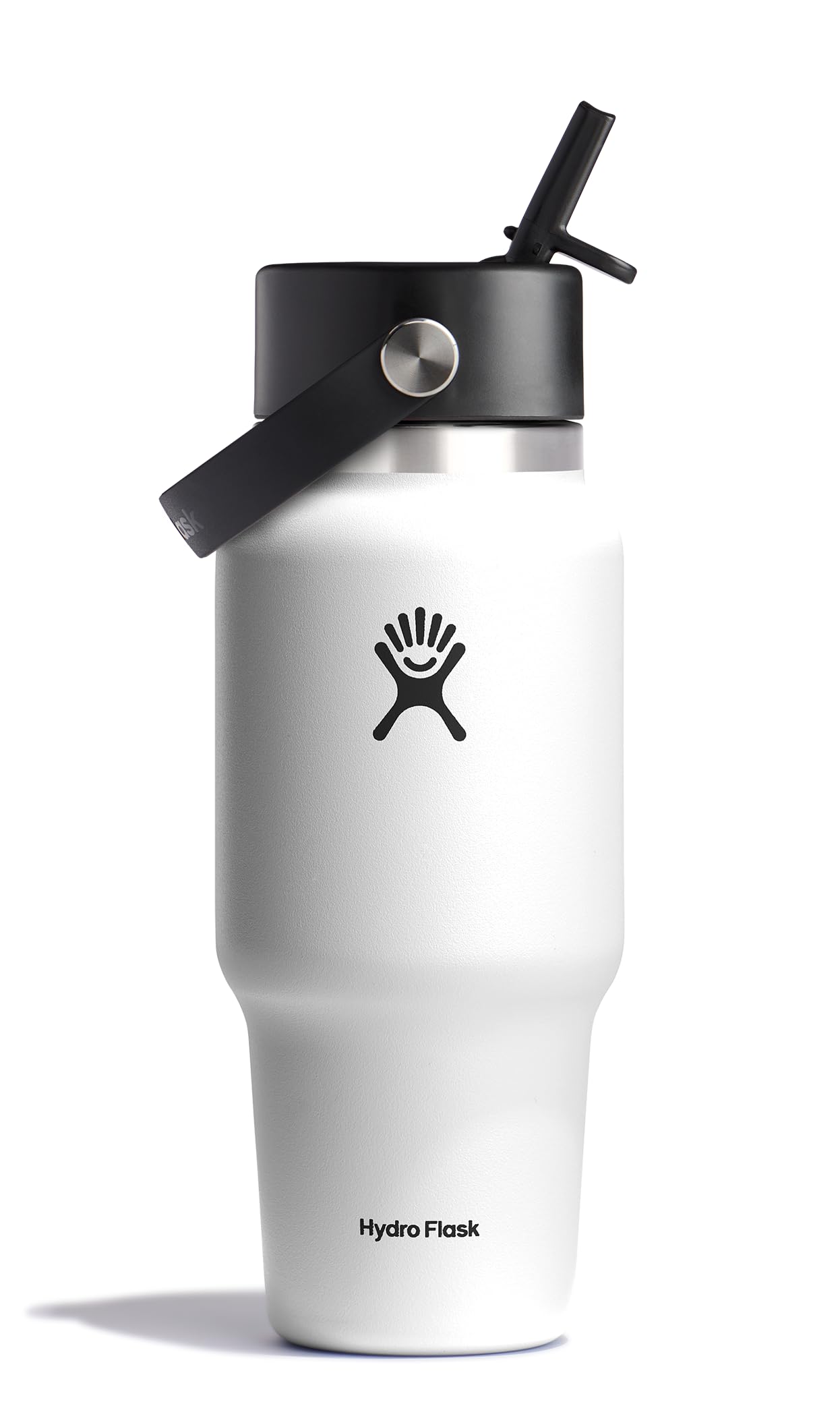 Hydro Flask Travel Water Bottle - Insulated Stainless Steel - Wide Straw Lid, Non Spill, Leakproof in 24 Oz White Image
