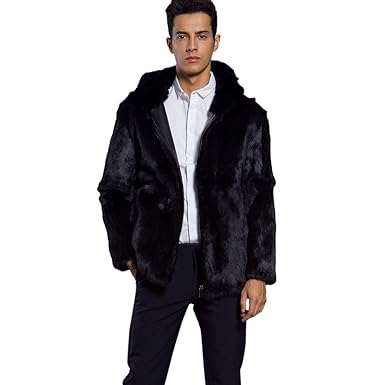 Amazoncom Mens Overcoatmens Warm Hooded Faux Fur Jacket Parka