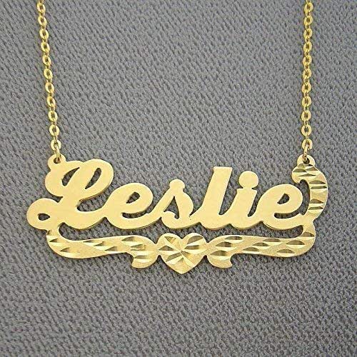 Diamond Cut Name Necklace Solid 14k Gold Personalized Bold