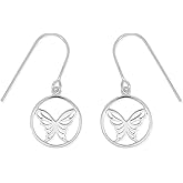 Boma Jewelry Sterling Cutout Butterfly Circle Drop Dangle Earrings