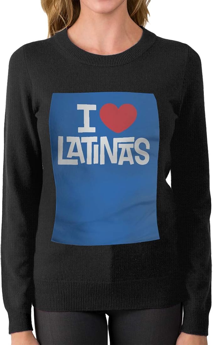 I Love Latinas Women's Long Sleeve Printed Sweater T Shirts at Amazon