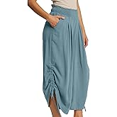 HOTIAN Women's Palazzo Pants Summer Boho Wide Leg High Waisted Casual Harem Pant with Pocket