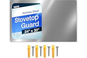 CALPALMY 24" x 30" Reversible Metal Backsplash Matching screws | Compatible with Broan-NuTone SP3004 - Ultra Flat and Flushed Metal Panel Splatter Guard for Stovetop Easy Installation