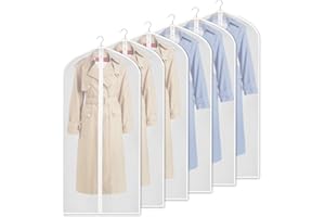 Zilink Clear Garment Bag Dress Bags for Storage 54-inch Coat Bags with Full Length Zipper for Clothes Closet Storage, Set of 6