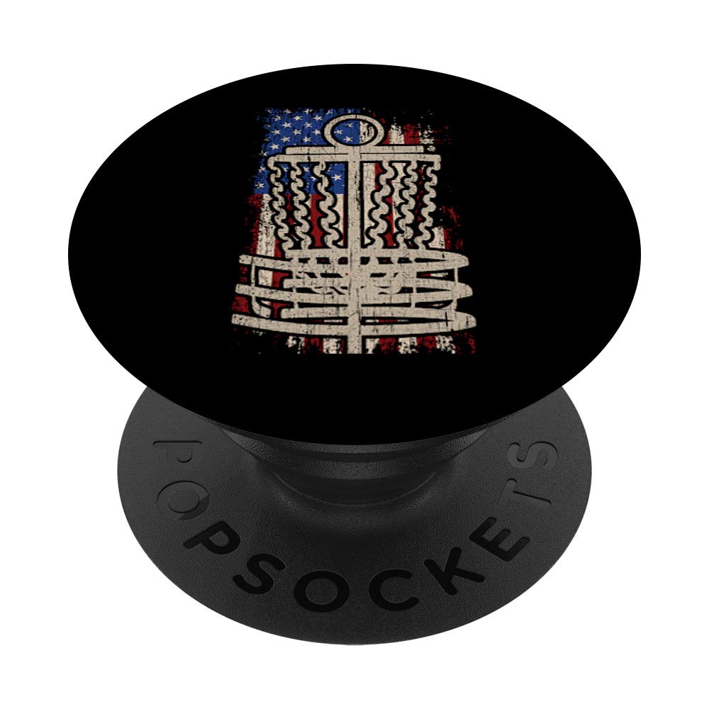 Disc Golf Gifts Funny Patriotic American Flag PopSockets Grip and Stand for Phones and Tablets