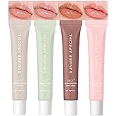 URQT 4PCS Summer Special Lip Butter Balm, Hydrating, Nourishing & Softening Lip Care with Natural Oils & Fruit Extracts, Long-Lasting Moisture, Non-Sticky Shine, Soften Dry Lips Lip Care (4PCS, 4)