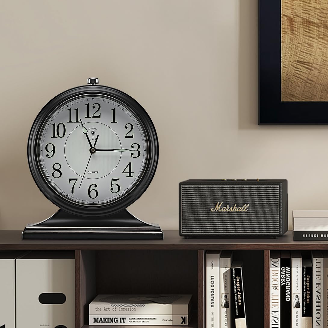 Photo 1 of ***DAMAGED - SEE NOTES/PICTURES***
amusediy 10-inch Retro Mantel Desk Clock, Vintage Table Clock for Fireplace, Easy to Read, Silent Movement, Accurate Timing, Black