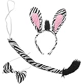 GALPADA 1Set Zebra Costume Set with Decorative Headband Bow Tie and Tail for Halloween Birthday Parties and Themed Events Fun Animal Ears Accessory for Adults