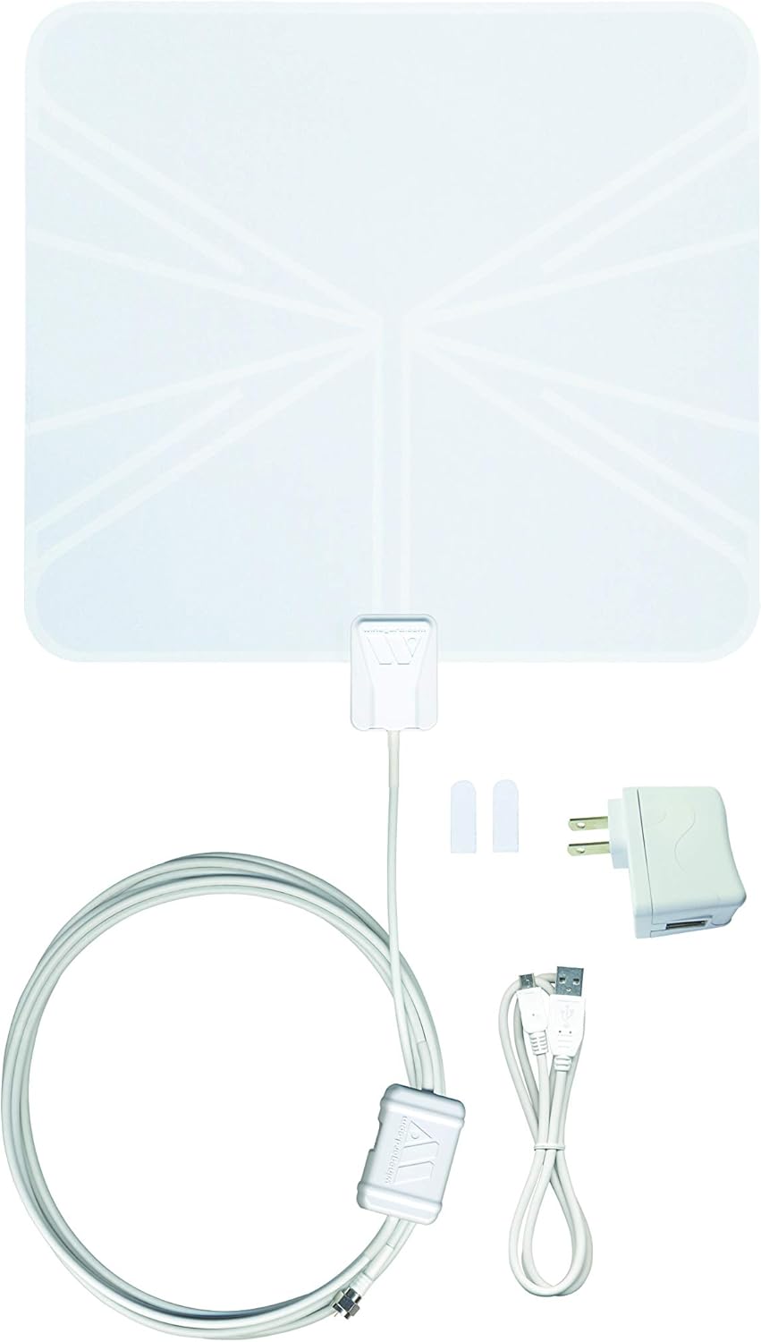Winegard FL5500A FlatWave Amped Digital HD Indoor Amplified TV Antenna (4K Ready / ATSC 3.0 Ready / High-VHF / UHF), 60 Mile Long Range: Home Audio & Theater