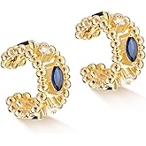 MYEARS Women Ear Cuff Earrings Gold Non Pierced Cartilage Clip on Open Wrap Hoop Rainbow Cubic Zirconia 14K Gold Plated Simple Hypoallergenic Everyday Jewelry