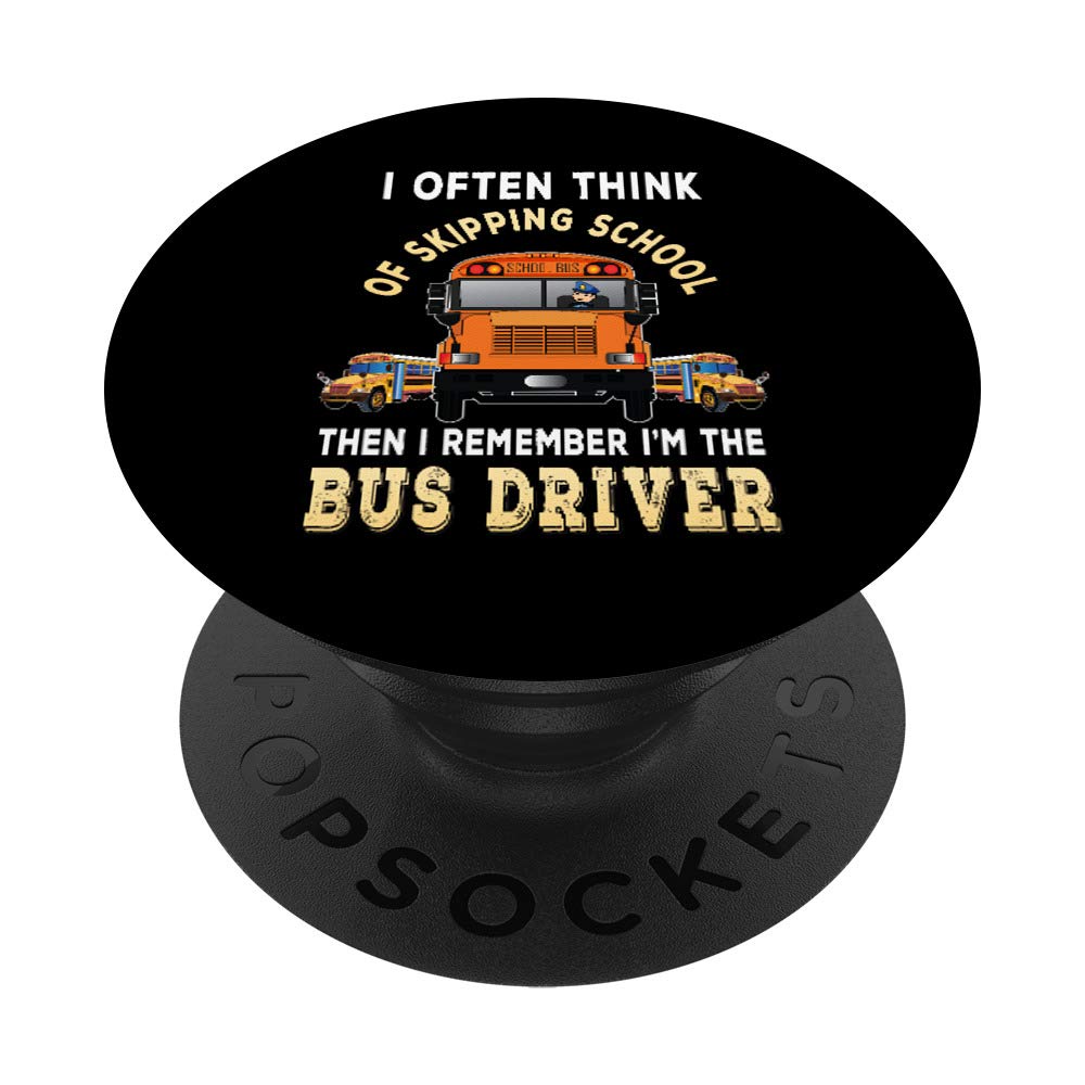 Funny School Bus Driver Back to School Gift PopSockets Grip and Stand for Phones and Tablets