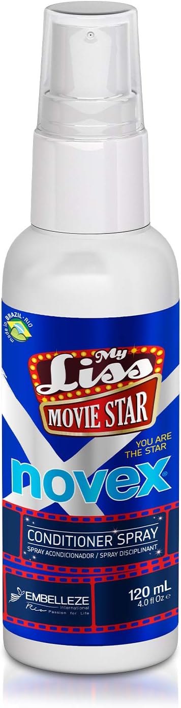 NOVEX My Liss Movie Star Hair Conditioning Spray - Heat Protectant Spray - Shine enhancer- 120ml/4oz - Enhanced with a mix of oils (Sleek Straight Effect)