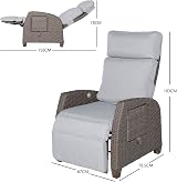 Grand patio Recliner Sunlounger Wicker Adjustable Backrest with Flip Table view 4