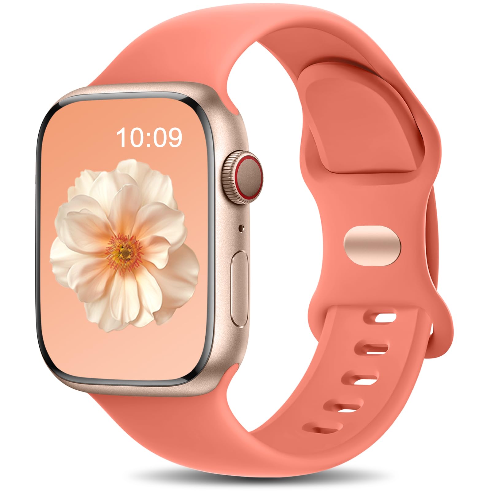 Charlam Compatible with Apple Watch Straps 44mm 45mm 46mm 42mm 49mm for Men Women, Sport Band Soft Silicone Replacement Strap for iWatch SE Series 11 10 9 8 7 6 5 4 3 2 1 SE 3, Coral