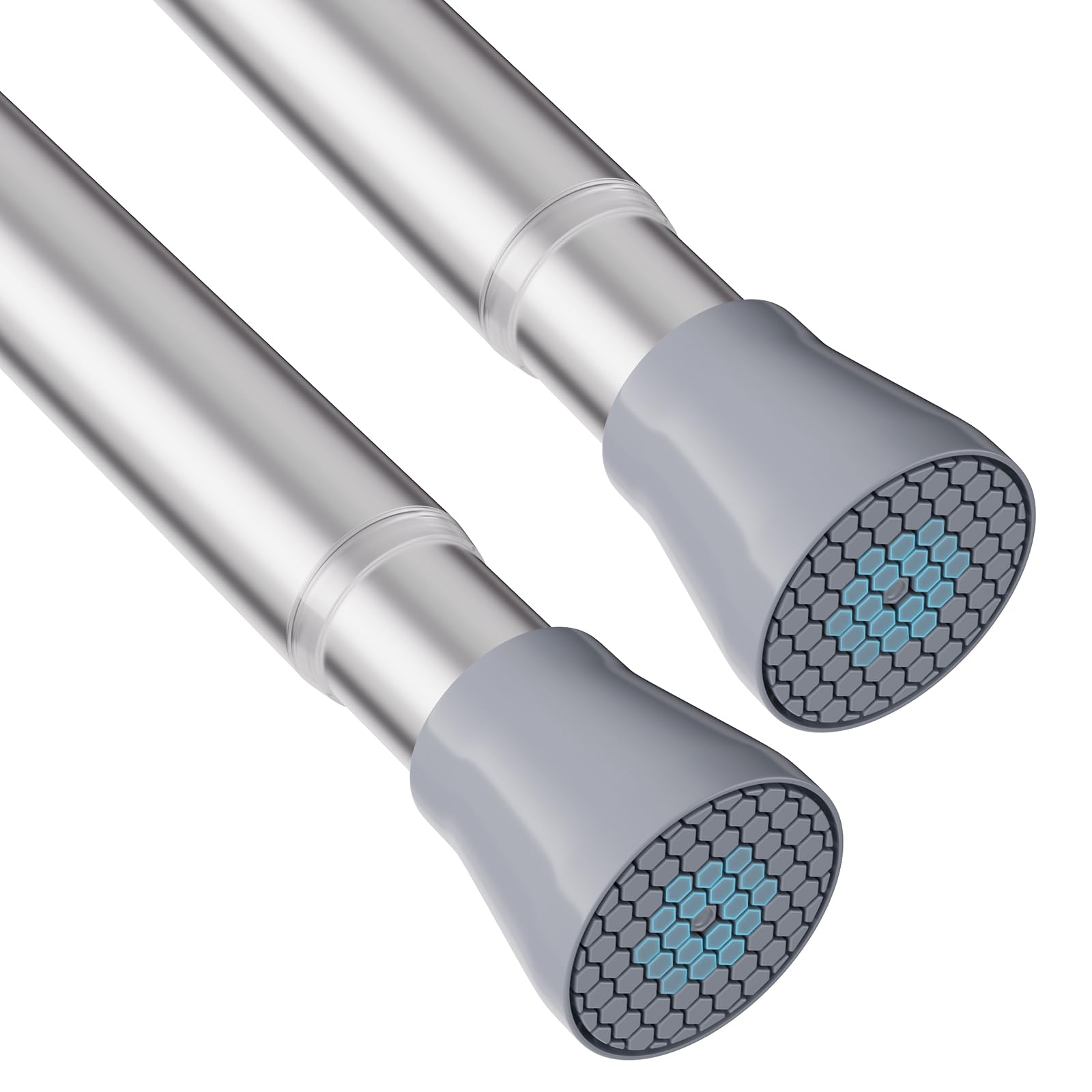 Zipglo Shower Pole 2p Telescopic Shower Rail, Extendable Curtain Rod 75-162 Cm Tension Rods for Net Curtains Pressure Fit Curtain Pole Spring Loaded Shower Curtain Rail for Bathroom, Windows, Silver