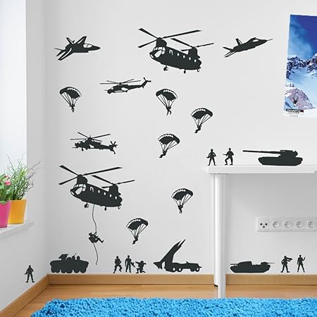 Army Men Military Soldiers Helicopter Wall Decorations Window