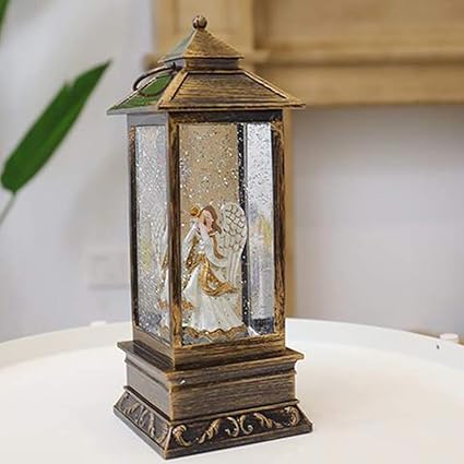 Rydzclh Engel Schnee Kugel Laterne Weihnachten Kleine Ollampe Dekoration Lampe Benutzt Fur Haupt Innen Und Aussendekoration Ornamente Gold Amazon De Beleuchtung Laterne Lampe Innen