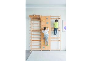 Avenlur Walnut 9-in-1 Swedish Ladder Wall Gym Set