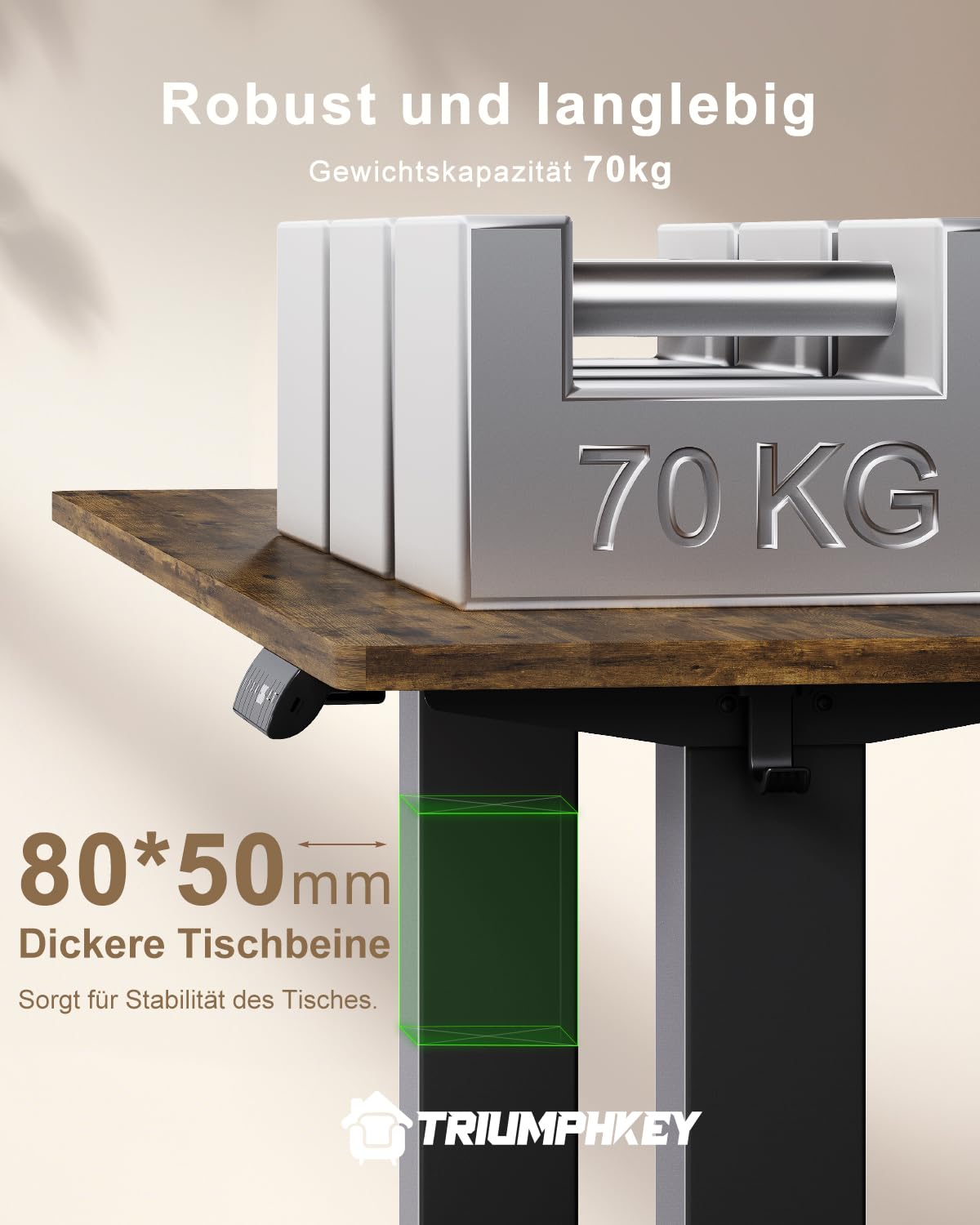 TRIUMPHKEY Höhenverstellbarer Schreibtisch 160x80 mit USB Ladeanschluss, 3 Memory-Steuerung groß Schreibtisch Höhenverstellbarer Anti-Kollision Computertisch Höhenverstellbarer Tisch 5