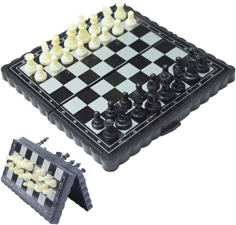 JVSISM 5x5 Chess Portable Plastic Folding Board With Chess
