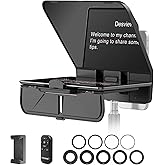 Desview T5 Teleprompter for Smartphone &amp; Tablet, Video Recording | Compatible with DSLR Cameras. Includes 49-82mm Adapter Rings, Coated Glass, Bluetooth Remote, Free App for Streaming