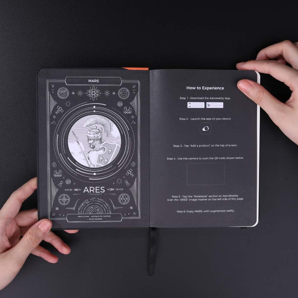 AstroReality: Planetary AR Notebook, Embossed Hardcover Writing Journal, Augmented Reality App Enabled, 7x5 Inches, 176 Graph + Blank Pages, Perfect Space Gift (Mars) : Office Products