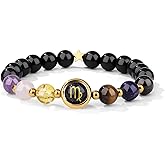 Crystal Vibe Virgo Zodiac Bracelet Healing Crystal Constellation Bracelet with Garnet Lapis Lazuli Tiger's Eye Citrine Rose Quartz Amethyst Horoscope Gift
