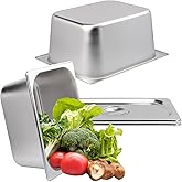 Biugaaufai 2 Pack 1/2 Size Stainless Steel Steam Hotel Pan with Lid, 6 Inch Deep Anti-Jamming Steam Table Pan, Professional Grade, Hotel Steam Pans for Catering, Restaurant, Home Kitchen & Dining