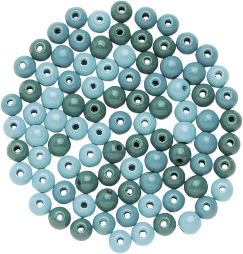 GLOREX 6 1655 054 Wooden Bead 28 Pieces, Turquoise, 10 x 8.5 x 1 cm — image 1