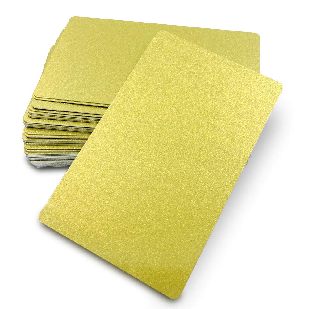 Ebamaz 50pcs Thick 0.45mm Sublimation Metal Business Cards Aluminum Blanks 3.4x2.1X0.018 inch for Color Print/UV Print/Custom Laser Engrave (Pearl Golden)
