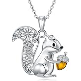 URONE Animal Necklace 925 Sterling Silver Raccoon/Squirrel/Skunk/Hedgehog/Elephant Pendant Necklace Animal Jewelry Gifts for Women