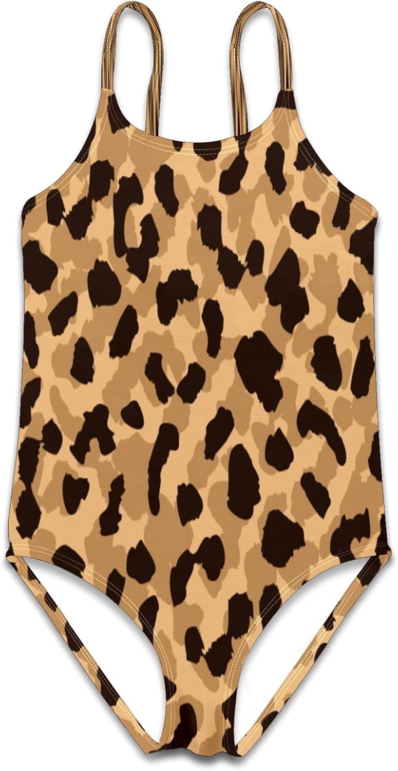 Girls Swimsuit Animal Nature Leopard Prints One Piece Bathing Suit Beach Swimwear