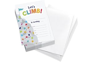 Coastal Palm Rock Climbing Happy Birthday Invitations Invite Cards (25 Count) With Envelopes Boys Girls Kids Party (25ct Desi