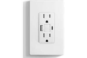 SURAIELEC 15 Amp GFCI Outlet with USB-C & USB-A Ports, GFCI Combo USB Outlet, 5V/4.8A Total Output, Tamper-Resistant Receptac