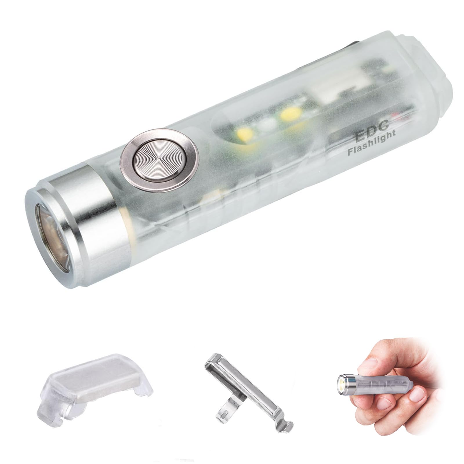 RovyVon Aurora A7-G4 Keyring Torch Rechargeable,650 Lumens 6500K,Blue Fluorescence,Mini Flashlight with 365nm & White Sidelight,Magnetic Pocket Clip & Tail Base,IPX6