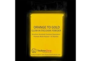 TECHNO GLOW INC Glow in the Dark & UV Reactive Powder - Multipurpose PRO-Series Fluorescent Orange to Gold, 2 Ounces (57g)