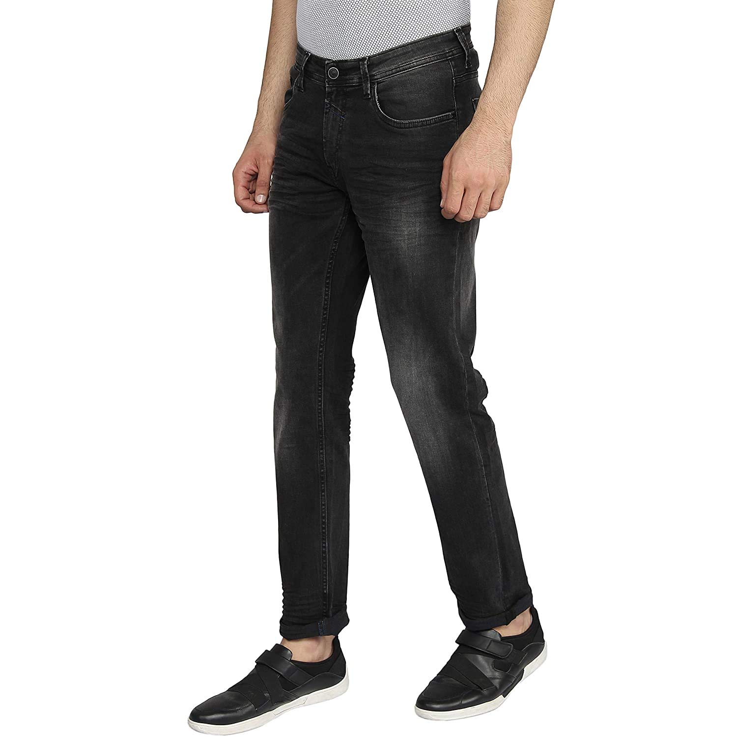 Buy Syed Men's Stylish Black Shaded Cross Pocket Jeans at Amazon.in