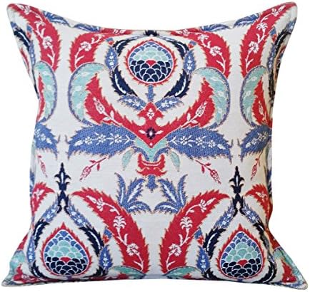 Misspon Turkish Design Pillow Case Collection - Woven Cotton Fabric - 16.5"x16.5" inches 42x42cm (Floral Pattern)