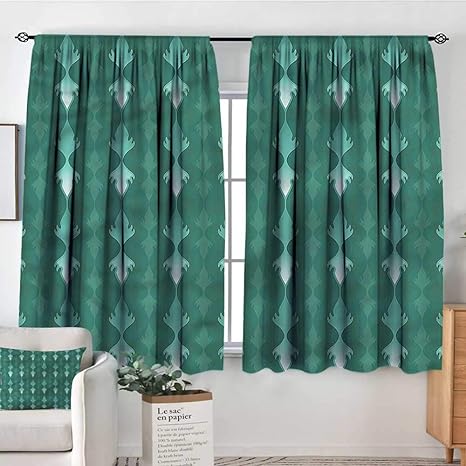 Amazon Com Teal Kitchen Curtains Abstract Vertical Curvy Stripe